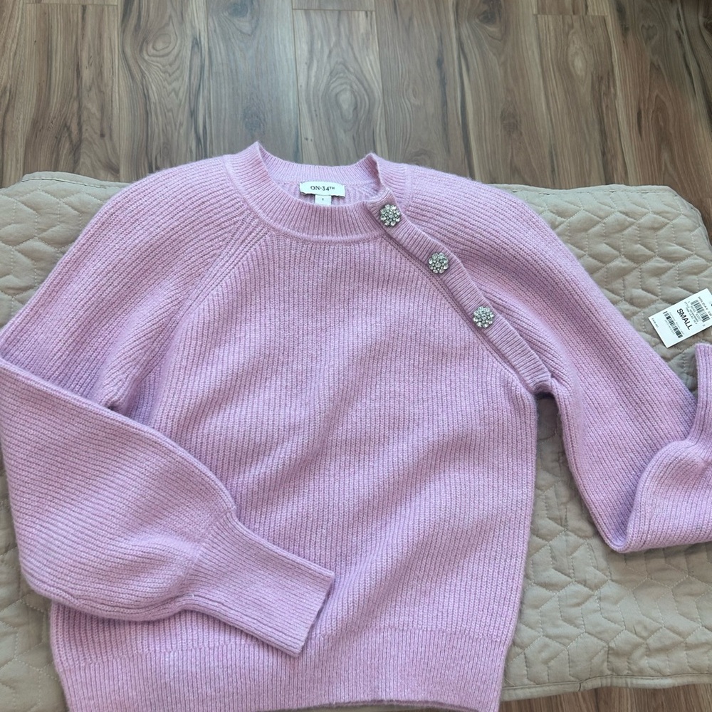 FINAL MARKDOWN Orchid Sweater with Rhinestone Buttons